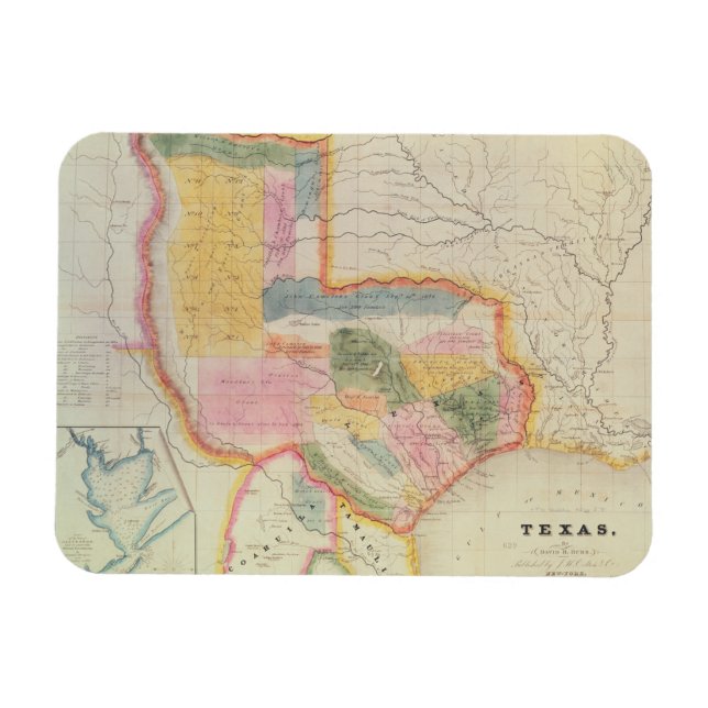 Ímã Mapa do Estado do Texas | 1835 (Horizontal)