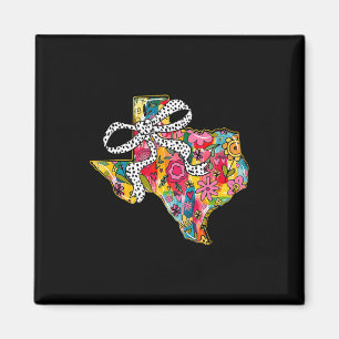 Imã Mapa do Estado do Texas Feminino Floral Laço Coque