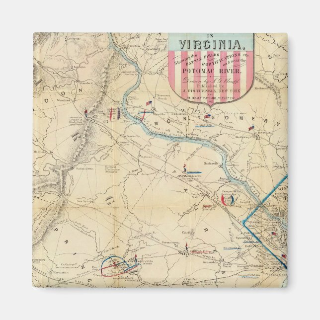 Imã Mapa do Exército do Lugar da Guerra na Virgínia (Frente)