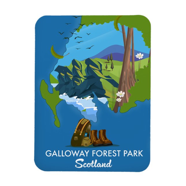 Ímã Mapa do Galloway Forest Park Scotland (Vertical)