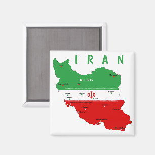 Imã Mapa do Irã com Bandeira e Emblema
