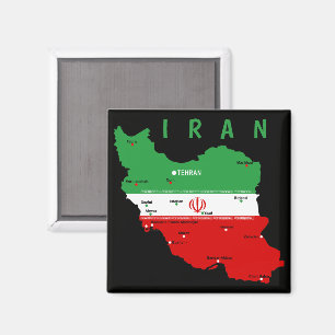 Imã Mapa do Irã com Bandeira e Emblema