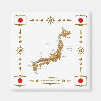 Mapa do Japão + ímã de sinalizadores
