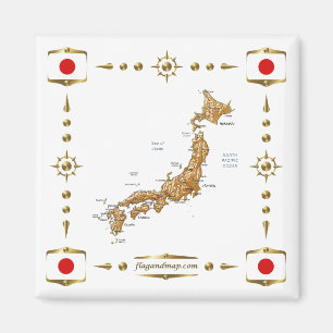 Imã Mapa do Japão + ímã de sinalizadores