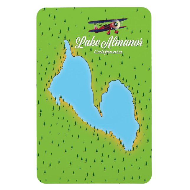Ímã Mapa do Lago Almanor Califórnia EUA (Vertical)