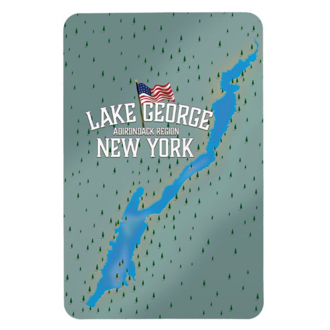 Ímã Mapa do Lago George Nova York (Vertical)