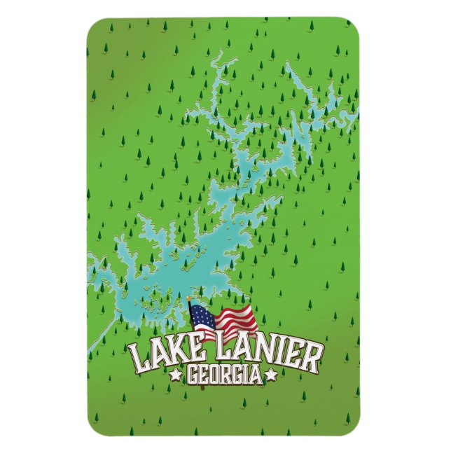 Ímã Mapa do Lago Lanier Geórgia (Vertical)