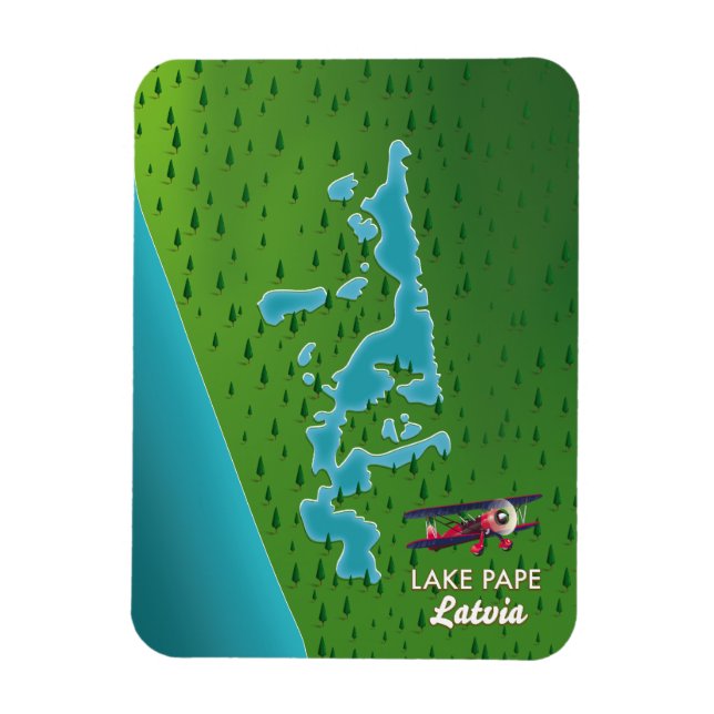 Ímã Mapa do Lago Pape Letônia (Vertical)