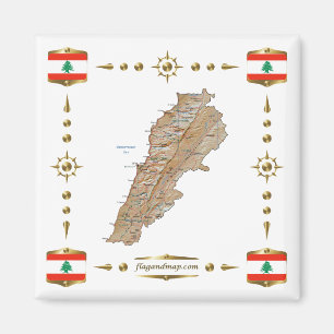 Imã Mapa do Líbano + ímã de sinalizadores