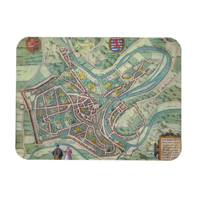 Ímã Mapa do Luxemburgo, de Civitates Orbis Terrarum (Horizontal)