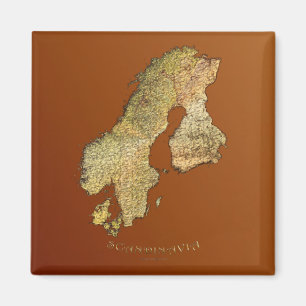 Imã MAPA DO Magnete Quadrado DE SCANDINAVIA