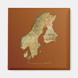 Imã MAPA DO Magneto Quadrado de SCANDINAVIA