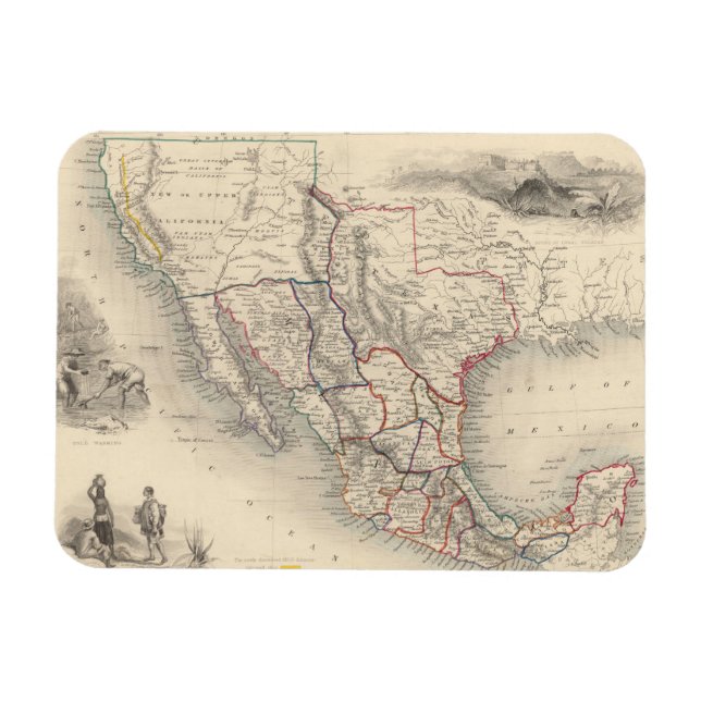 Ímã Mapa do México, Califórnia e Texas (Horizontal)