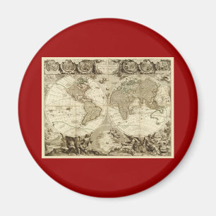 Imã Mapa do mundo 1708 por Jean Baptiste Nolin