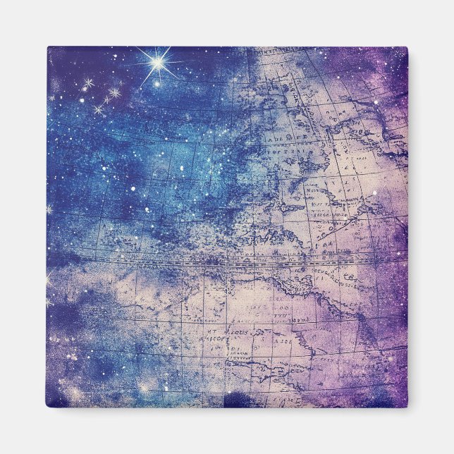 Imã Mapa do Mundo Celestial Roxo (14) (Frente)