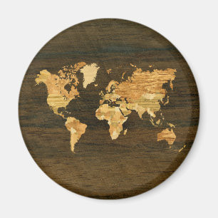 Imã Mapa do mundo de madeira