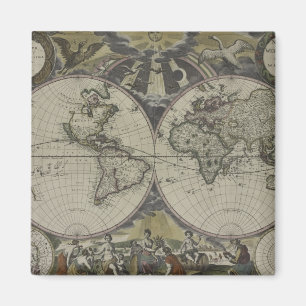 Imã Mapa do mundo dobro 1672 do hemisfério
