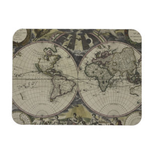 Ímã Mapa do mundo dobro   1672 do hemisfério