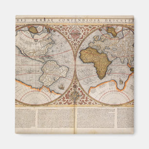 Imã Mapa do mundo dobro do hemisfério, 1587