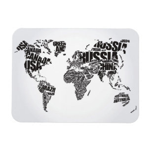 Ímã Mapa do mundo na tipografia