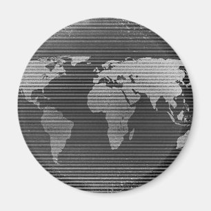Imã Mapa do mundo preto e branco