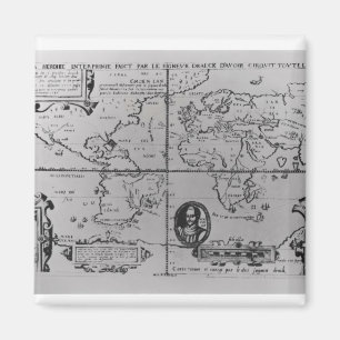 Imã Mapa do mundo que detalha as expedições