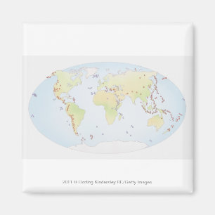 Imã Mapa do mundo que mostra locais da atividade