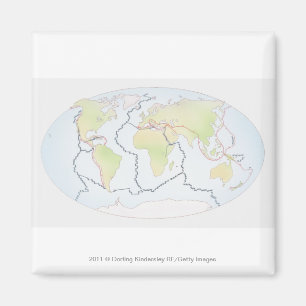 Imã Mapa do mundo que mostra margens da placa