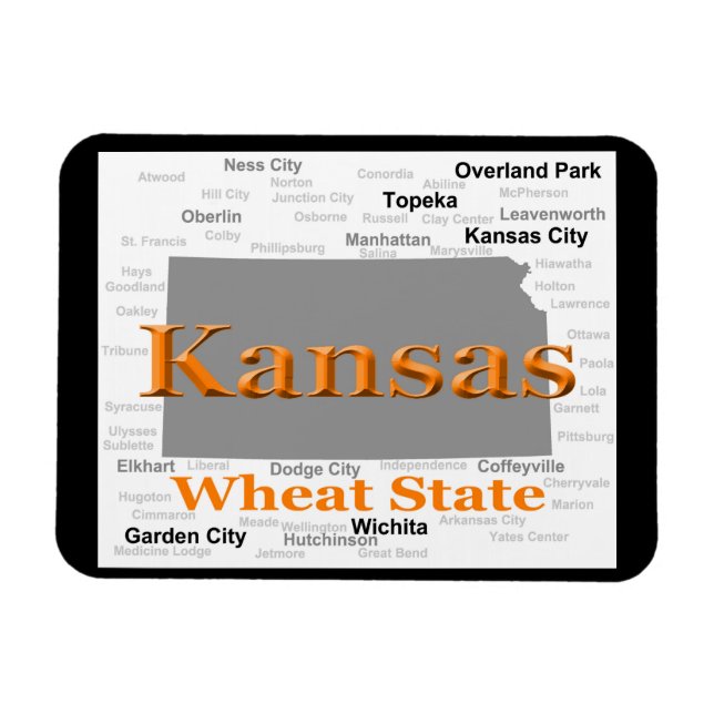 Ímã Mapa do Orgulho do Estado do Kansas (Horizontal)