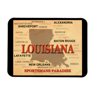 Ímã Mapa do Orgulho Estatal da Cidade de Louisiana