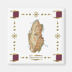 Imã Mapa do Qatar + Ímã dos Sinalizadores