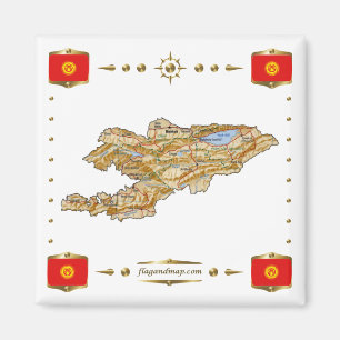 Imã Mapa do Quirguistão + Imagem de Sinalizadores