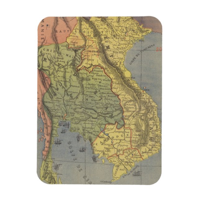 Ímã Mapa do Reino da Sião (Vertical)