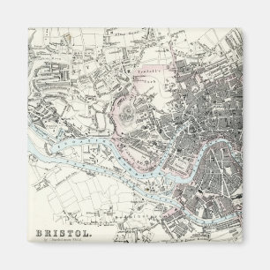 Imã Mapa do século XIX antigo de Bristol Inglaterra