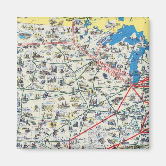 Imã mapa do sistema da American Airlines (Frente)