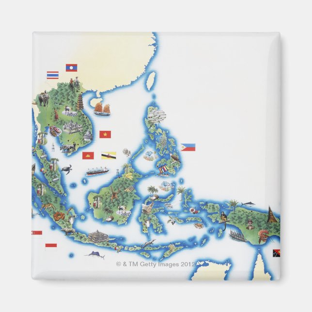 Imã Mapa do Sudeste Asiático (Frente)
