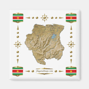 Imã Mapa do Suriname + Magnet de Sinalizadores
