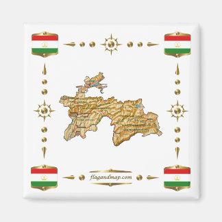 Imã Mapa do Tajiquistão + Íman de sinalizadores