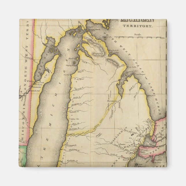 Imã Mapa Do Território De Michigan (Frente)