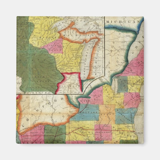 Imã Mapa do Território Liquidado de Wisconsin (Frente)