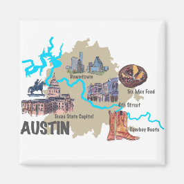 Imã Mapa do Texas Austin