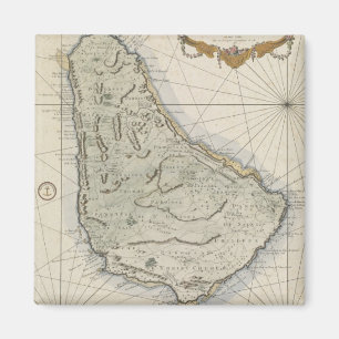 Imã Mapa do vintage de Barbados (1758)