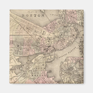Imã Mapa do vintage de Boston (1880)
