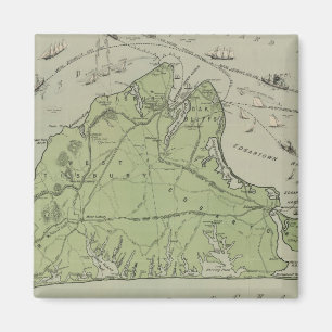 Imã Mapa do vintage de Marthas Vinhedo (1913)