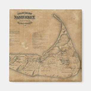 Imã Mapa do vintage de Nantucket (1869)