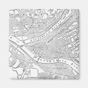 Imã Mapa do vintage de Pittsburgh (1885)