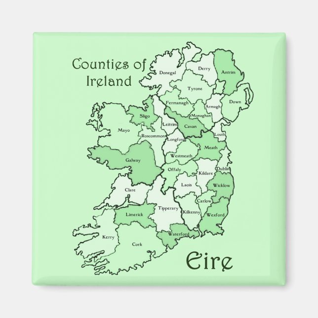 Imã Mapa dos condados da Irlanda (Frente)