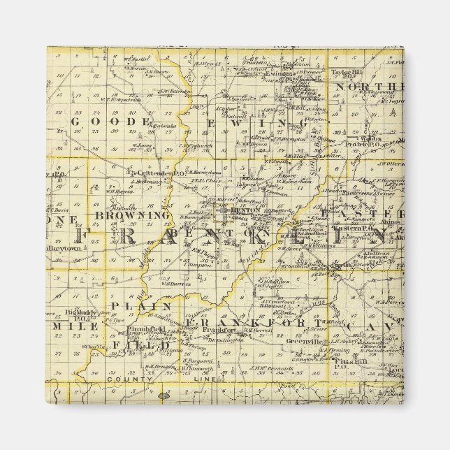 Imã Mapa dos condados Franklin e Williamson (Frente)