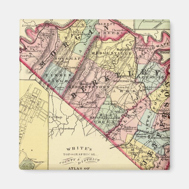 Imã Mapa dos condados Morgan, Berkeley e Jefferson (Frente)