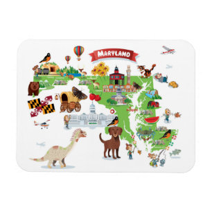 Ímã Mapa dos desenhos animados de Maryland